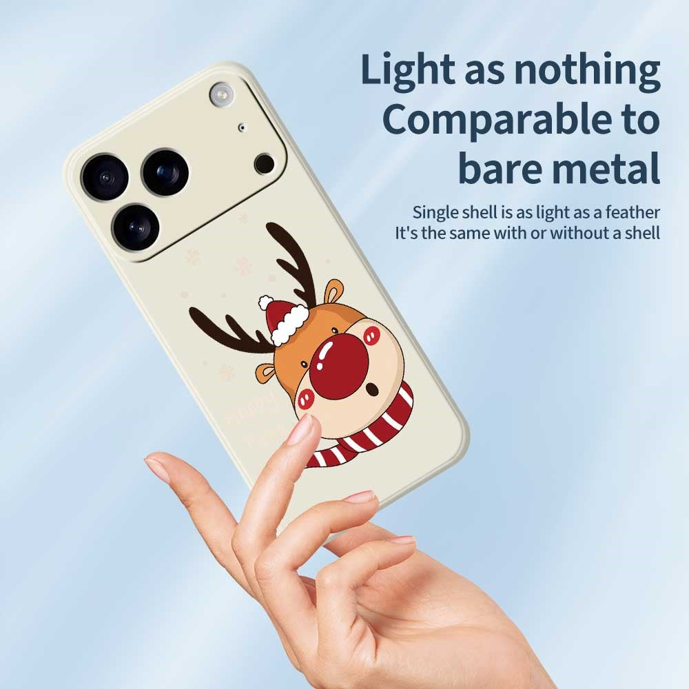 For iPhone 17 Pro Max Case Deer Head Pattern Printing Straight Edge TPU Phone Back Cover - Purple