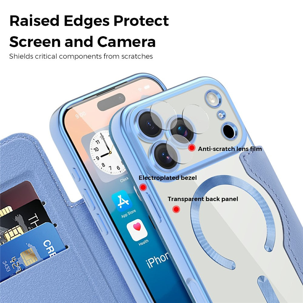 For iPhone 17 Pro Max Case Compatible with MagSafe Rhombus PU Leather Phone Cover - Blue