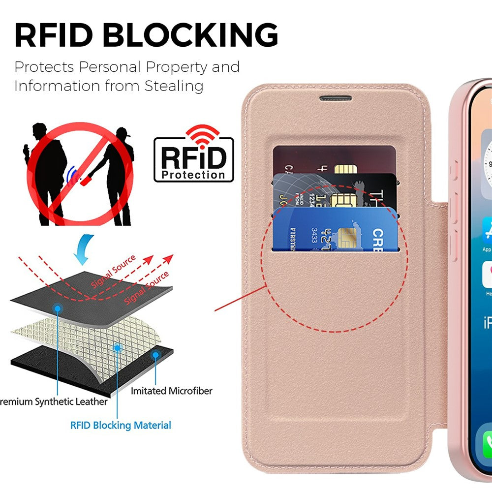 For iPhone 17 Pro Max Case Compatible with MagSafe Rhombus PU Leather Phone Cover - Pink