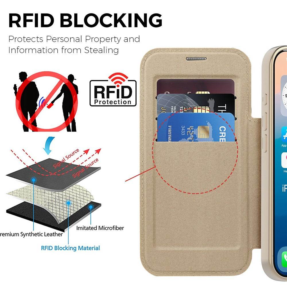 For iPhone 17 Pro Max Case Compatible with MagSafe Rhombus PU Leather Phone Cover - Desert Gold