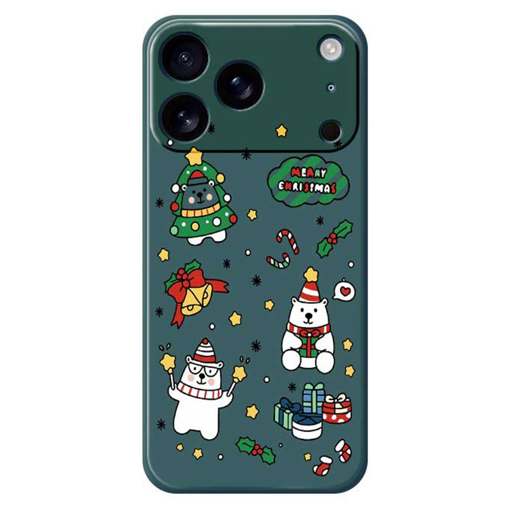 For iPhone 17 Pro Max Case Christmas Bears Pattern Printing Straight Edge TPU Phone Back Cover - Green