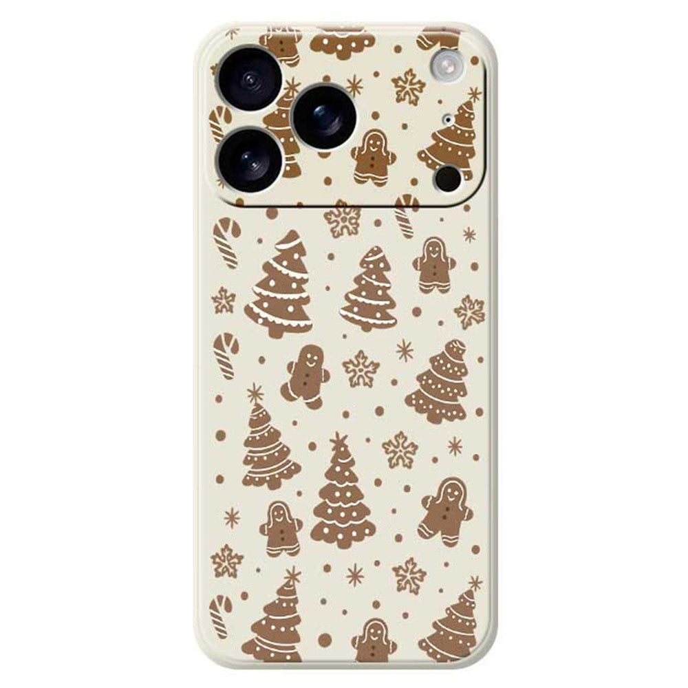 For iPhone 17 Pro Max Case Christmas Gingerbread Pattern Printing Straight Edge TPU Phone Back Cover - Beige