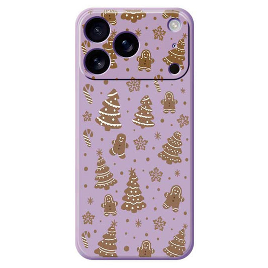 For iPhone 17 Pro Max Case Christmas Gingerbread Pattern Printing Straight Edge TPU Phone Back Cover - Purple