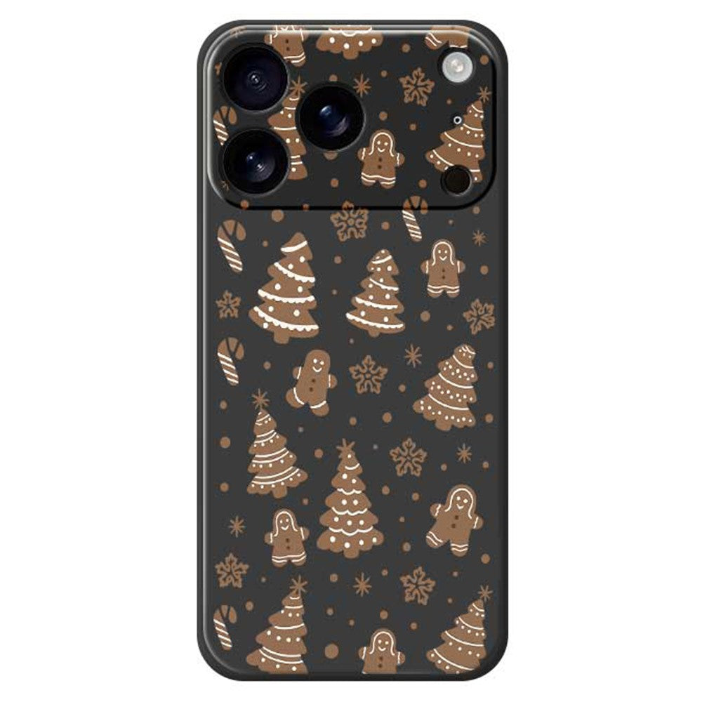 For iPhone 17 Pro Max Case Christmas Gingerbread Pattern Printing Straight Edge TPU Phone Back Cover - Black