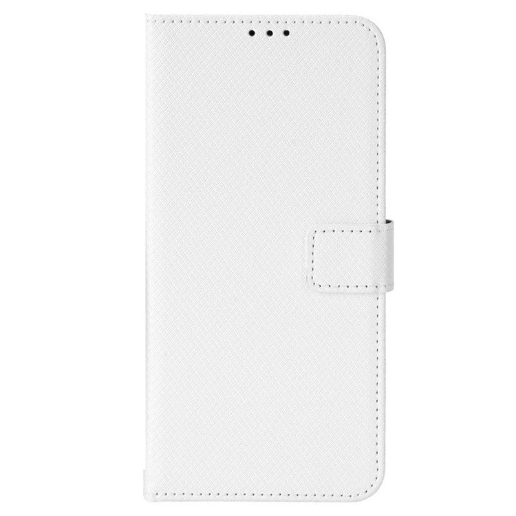 Magnetic Closure Cell Phone Cover For Honor X20 SE / Huawei nova 10z 4G, Diamond Texture PU Leather Stand Anti-fall Flip Wallet Phone Cover with Strap - White
