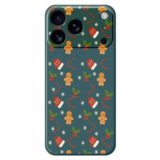 For iPhone 17 Pro Max Case Gingerbread Gloves Pattern Printing Straight Edge TPU Phone Back Cover - Green