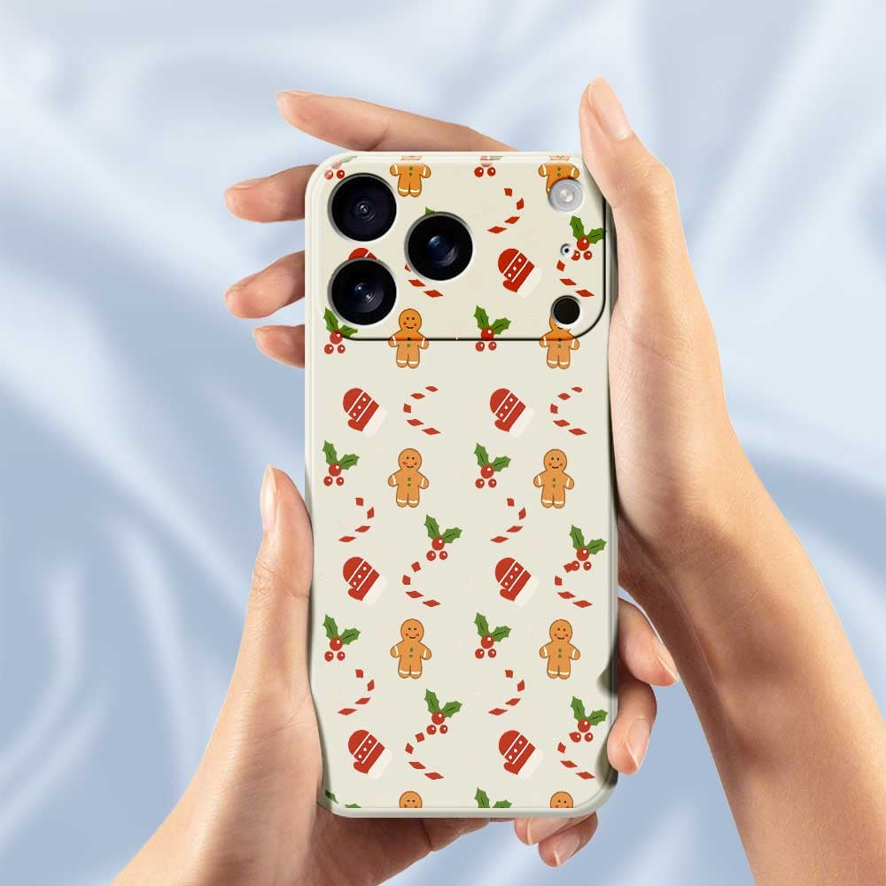 For iPhone 17 Pro Max Case Gingerbread Gloves Pattern Printing Straight Edge TPU Phone Back Cover - Purple