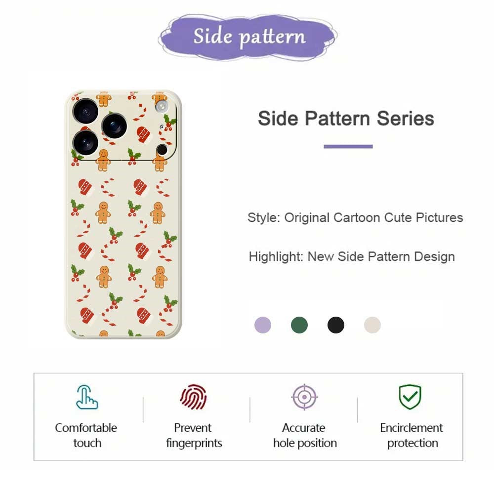 For iPhone 17 Pro Max Case Gingerbread Gloves Pattern Printing Straight Edge TPU Phone Back Cover - Purple