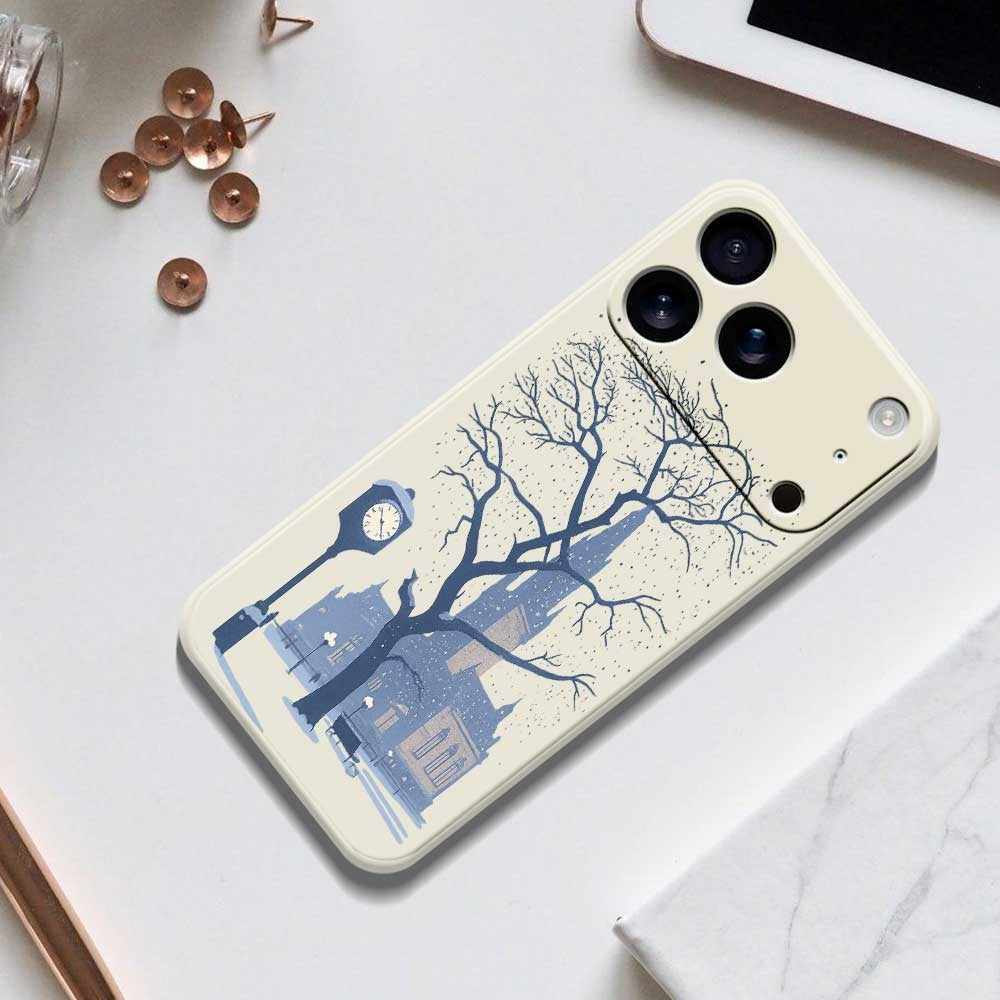 For iPhone 17 Pro Max Case Street Outside The Castle Pattern Printing Straight Edge TPU Phone Back Cover - Purple