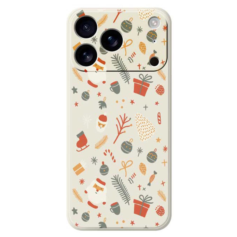 For iPhone 17 Pro Max Case Candy Gifts Pattern Printing Straight Edge TPU Phone Back Cover - Beige