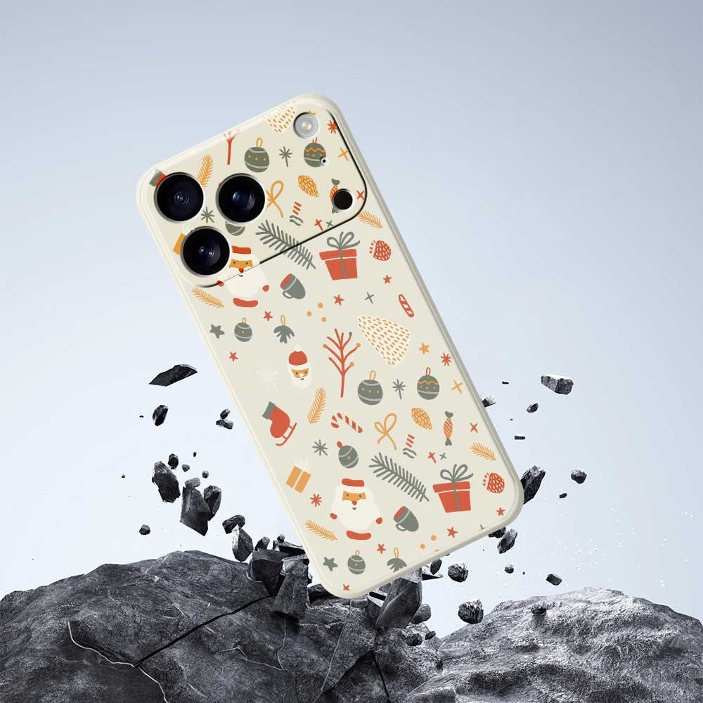 For iPhone 17 Pro Max Case Candy Gifts Pattern Printing Straight Edge TPU Phone Back Cover - Beige