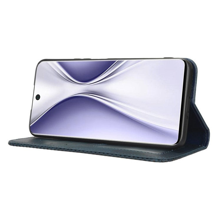 Retro Texture Imprinted Phone Case For Huawei nova 10z 4G / Honor X20 SE, PU Leather Wallet Stand Magnetic Auto-absorbed Anti-scratch Smartphone Cover - Blue