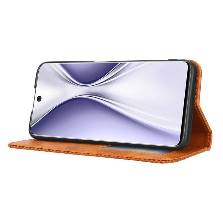 Retro Texture Imprinted Phone Case For Huawei nova 10z 4G / Honor X20 SE, PU Leather Wallet Stand Magnetic Auto-absorbed Anti-scratch Smartphone Cover - Brown