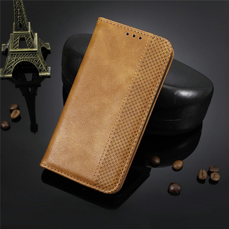 Retro Texture Imprinted Phone Case For Huawei nova 10z 4G / Honor X20 SE, PU Leather Wallet Stand Magnetic Auto-absorbed Anti-scratch Smartphone Cover - Brown