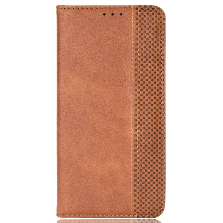 Retro Texture Imprinted Phone Case For Huawei nova 10z 4G / Honor X20 SE, PU Leather Wallet Stand Magnetic Auto-absorbed Anti-scratch Smartphone Cover - Brown