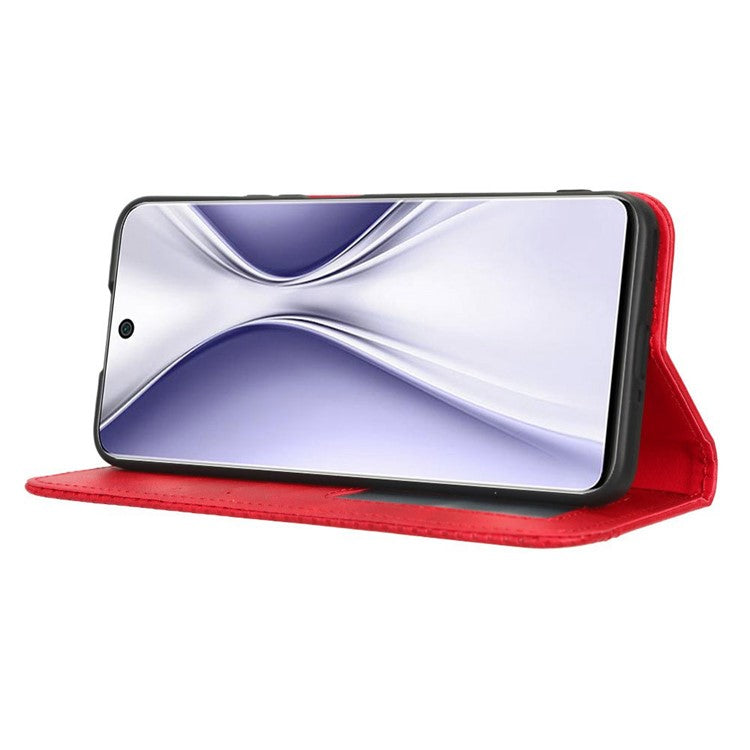 Retro Texture Imprinted Phone Case For Huawei nova 10z 4G / Honor X20 SE, PU Leather Wallet Stand Magnetic Auto-absorbed Anti-scratch Smartphone Cover - Red