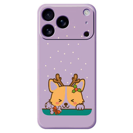 For iPhone 17 Pro Max Case Cute Deer Pattern Printing Straight Edge TPU Phone Back Cover - Purple