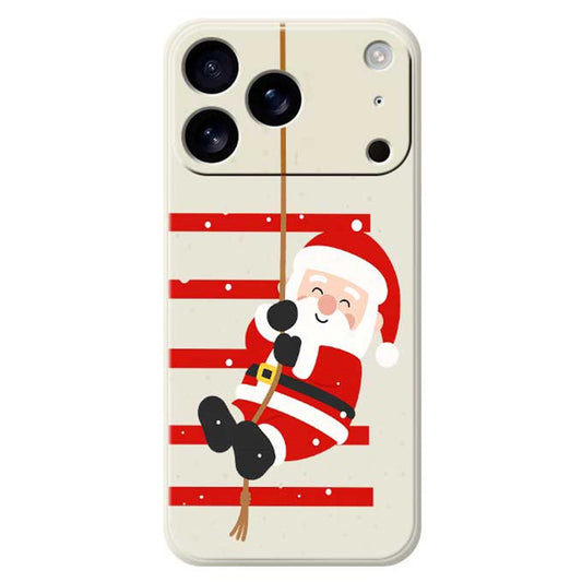 For iPhone 17 Pro Max Case Santa Claus Pattern Printing Straight Edge TPU Phone Back Cover - Beige