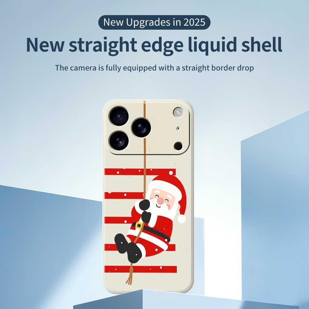 For iPhone 17 Pro Max Case Santa Claus Pattern Printing Straight Edge TPU Phone Back Cover - Beige