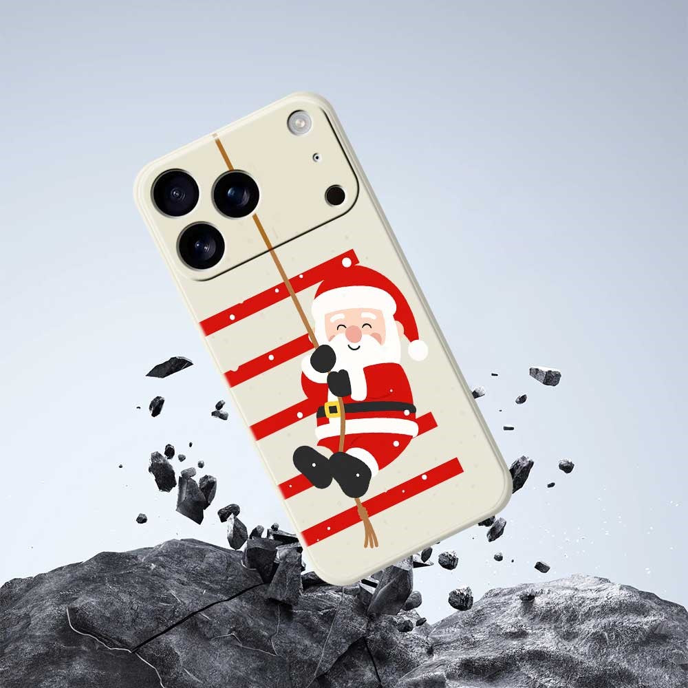 For iPhone 17 Pro Max Case Santa Claus Pattern Printing Straight Edge TPU Phone Back Cover - Beige