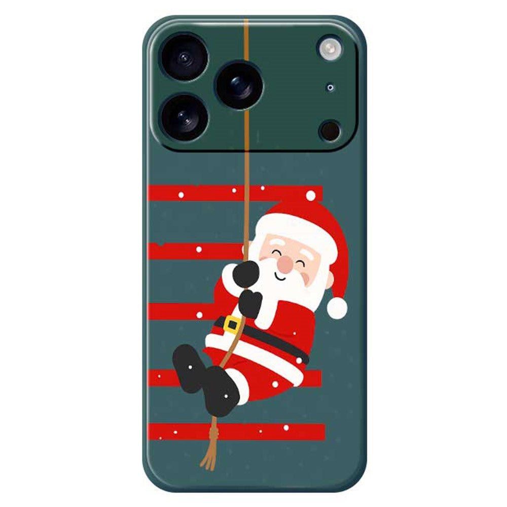 For iPhone 17 Pro Max Case Santa Claus Pattern Printing Straight Edge TPU Phone Back Cover - Green