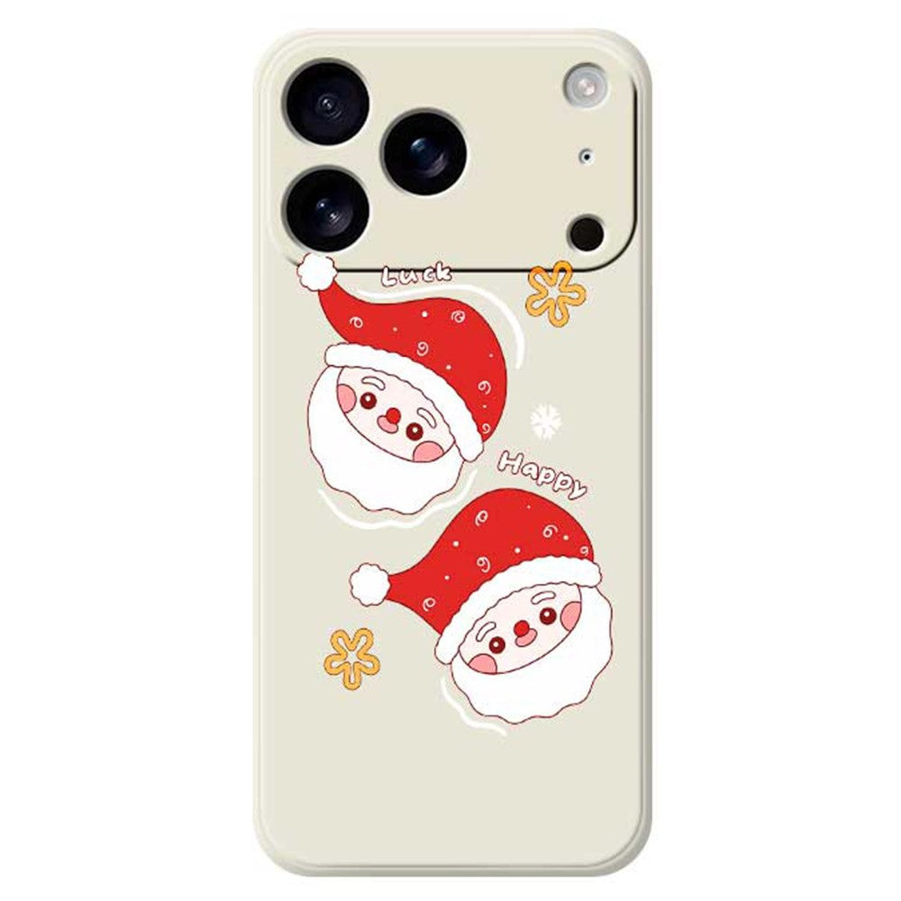 For iPhone 17 Pro Max Case Cute Santa Claus Pattern Printing Straight Edge TPU Phone Back Cover - Beige