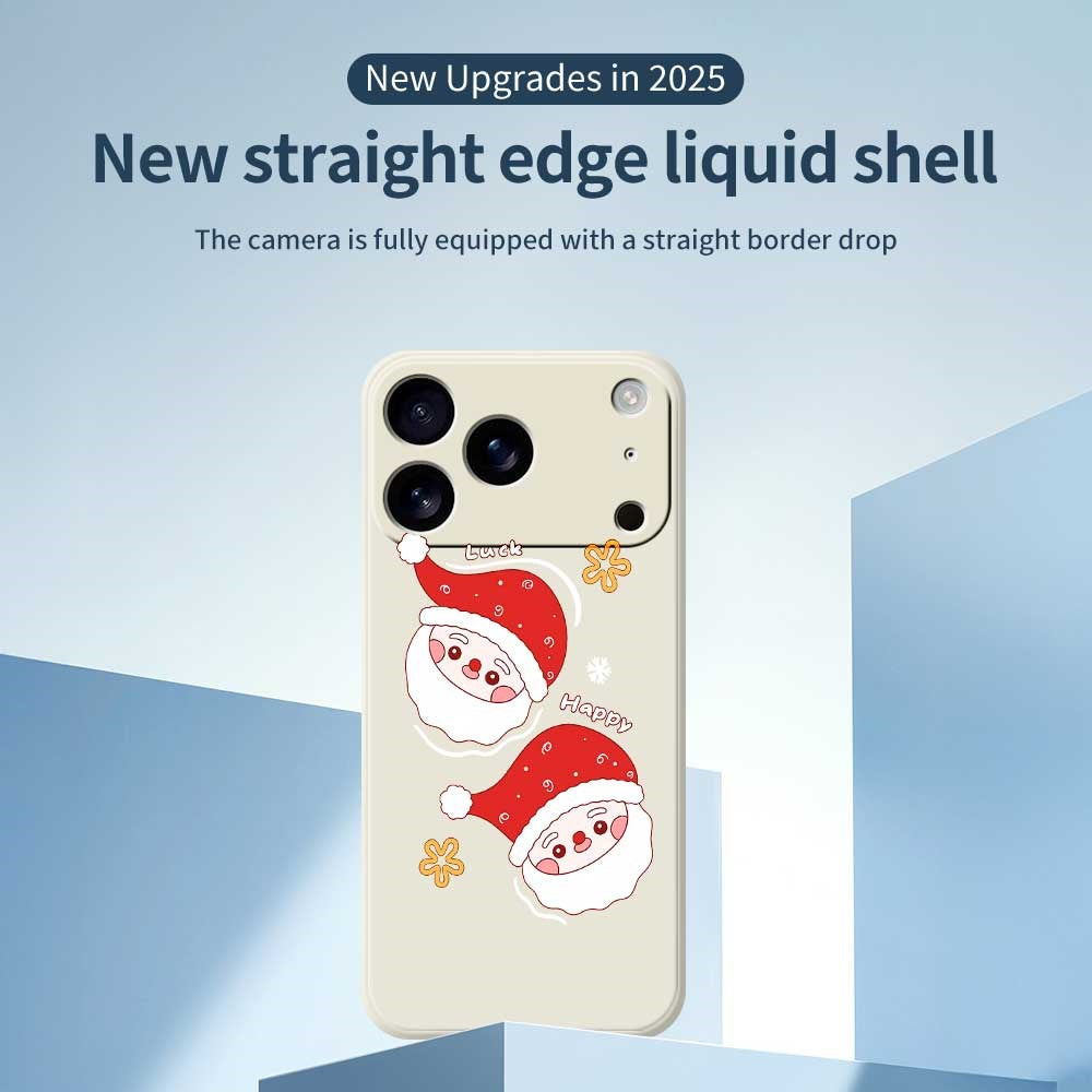 For iPhone 17 Pro Max Case Cute Santa Claus Pattern Printing Straight Edge TPU Phone Back Cover - Beige