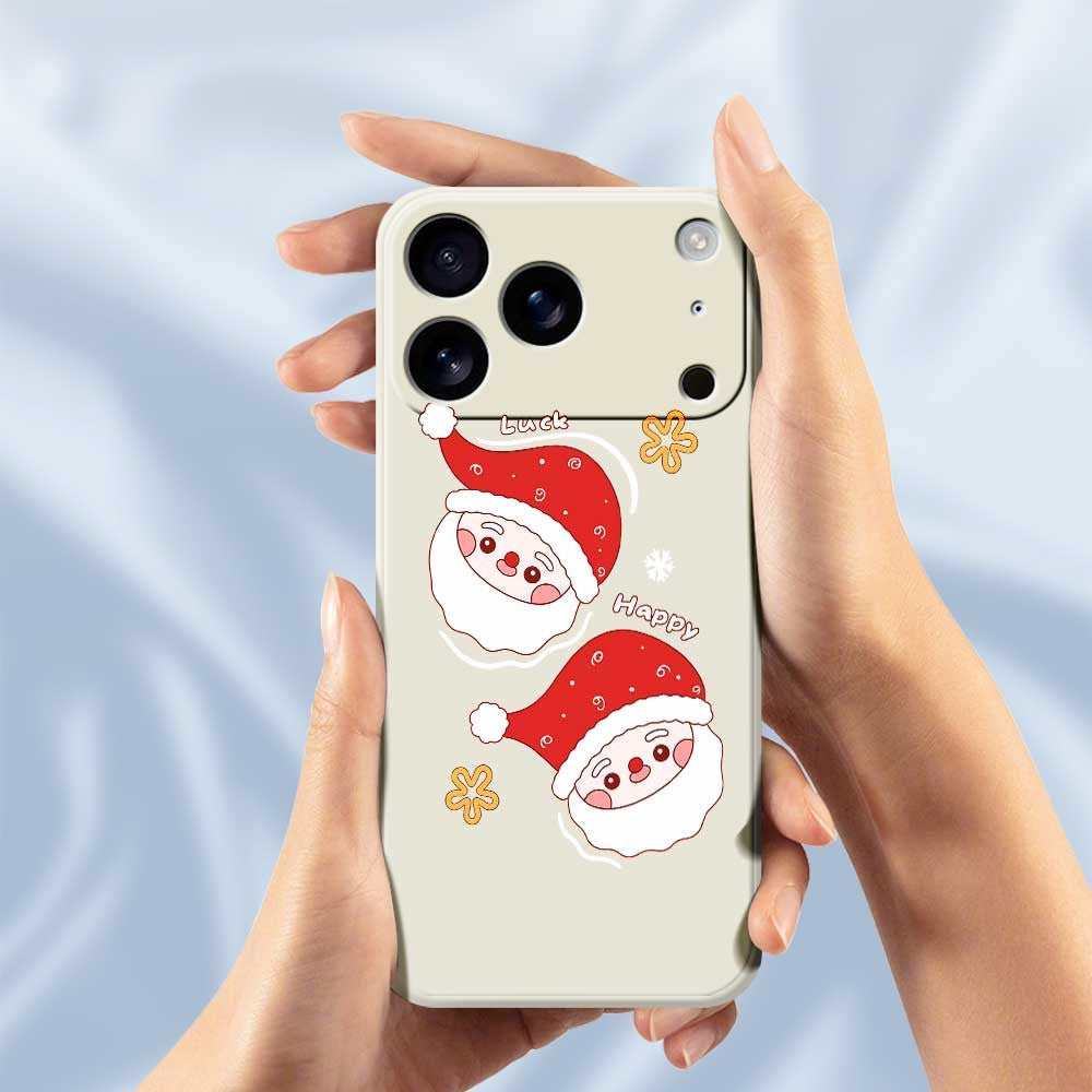For iPhone 17 Pro Max Case Cute Santa Claus Pattern Printing Straight Edge TPU Phone Back Cover - Beige