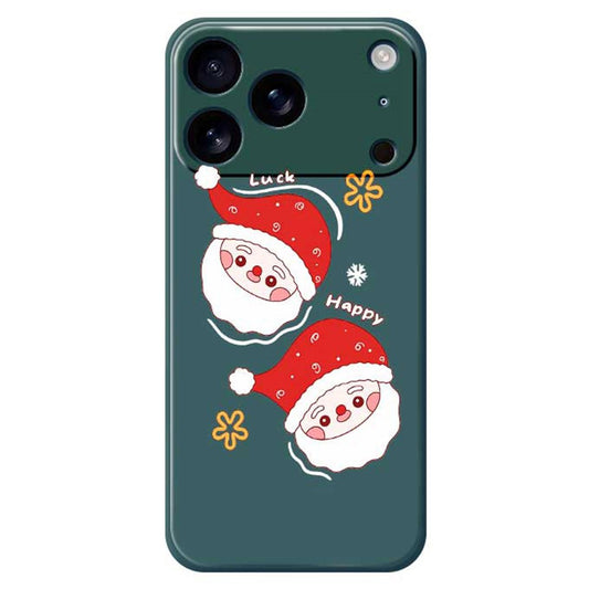 For iPhone 17 Pro Max Case Cute Santa Claus Pattern Printing Straight Edge TPU Phone Back Cover - Green