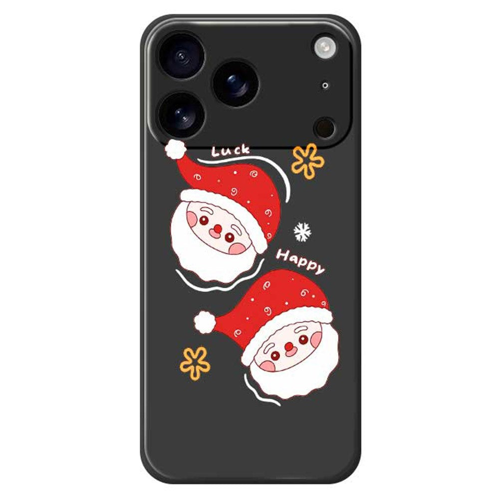 For iPhone 17 Pro Max Case Cute Santa Claus Pattern Printing Straight Edge TPU Phone Back Cover - Black
