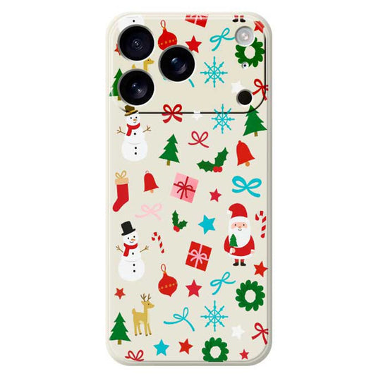 For iPhone 17 Pro Max Case Christmas Decorations Pattern Printing Straight Edge TPU Phone Back Cover - Beige