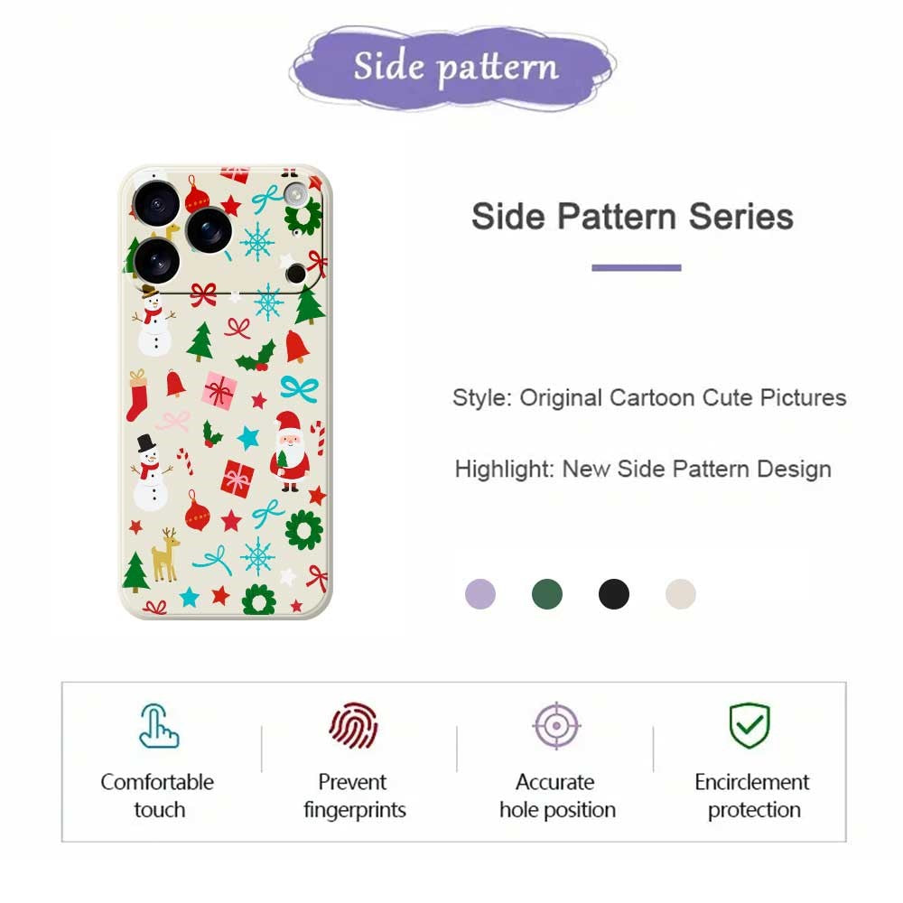For iPhone 17 Pro Max Case Christmas Decorations Pattern Printing Straight Edge TPU Phone Back Cover - Beige
