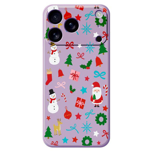 For iPhone 17 Pro Max Case Christmas Decorations Pattern Printing Straight Edge TPU Phone Back Cover - Purple