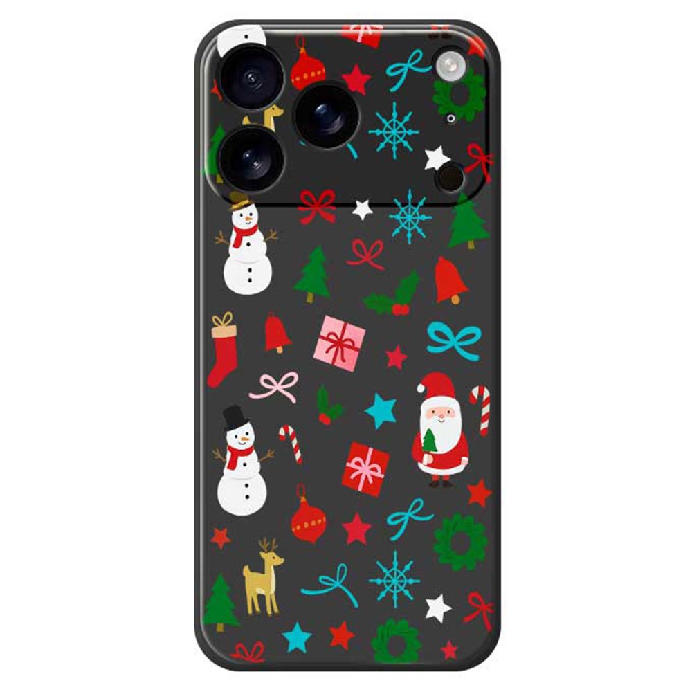 For iPhone 17 Pro Max Case Christmas Decorations Pattern Printing Straight Edge TPU Phone Back Cover - Black