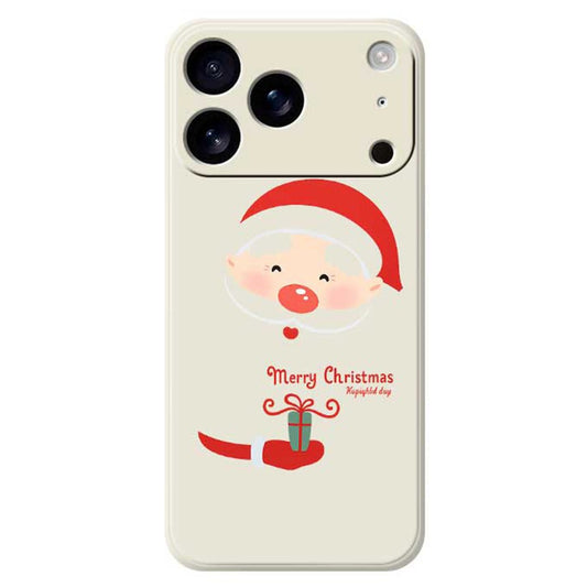 For iPhone 17 Pro Max Case Santa Claus Gift Pattern Printing Straight Edge TPU Phone Back Cover - Beige