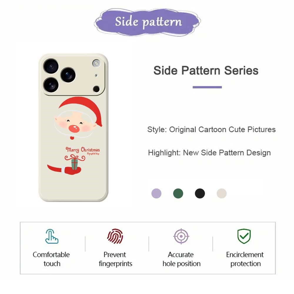 For iPhone 17 Pro Max Case Santa Claus Gift Pattern Printing Straight Edge TPU Phone Back Cover - Green