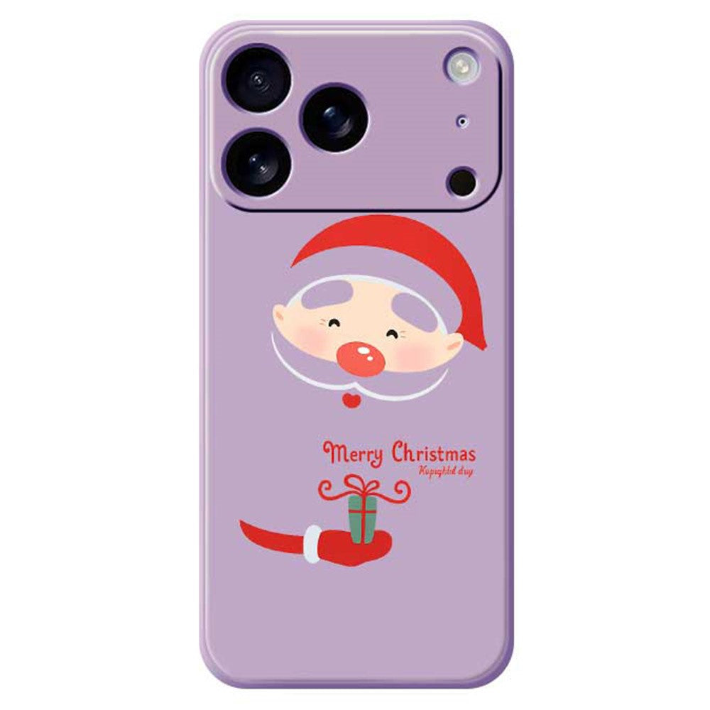 For iPhone 17 Pro Max Case Santa Claus Gift Pattern Printing Straight Edge TPU Phone Back Cover - Purple