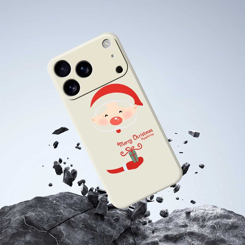 For iPhone 17 Pro Max Case Santa Claus Gift Pattern Printing Straight Edge TPU Phone Back Cover - Purple