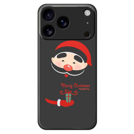 For iPhone 17 Pro Max Case Santa Claus Gift Pattern Printing Straight Edge TPU Phone Back Cover - Black