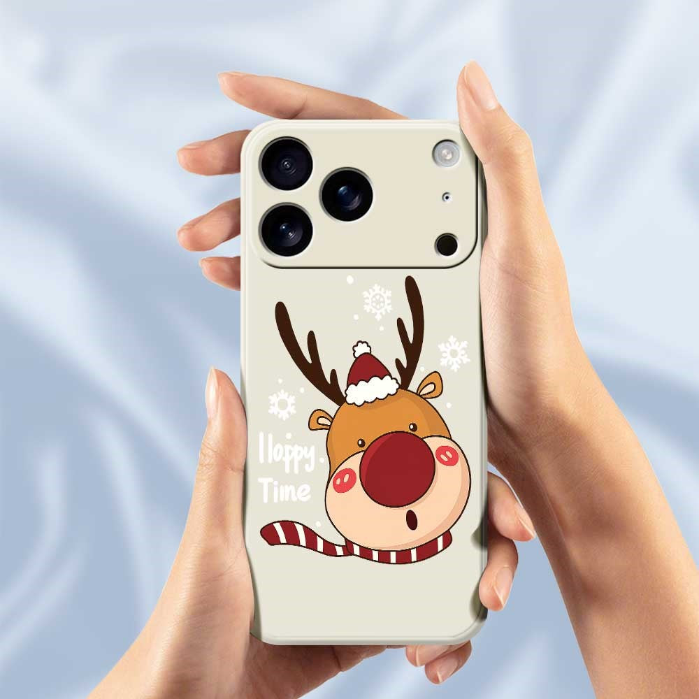 For iPhone 17 Pro Max Case Snowflake Deer Head Pattern Printing Straight Edge TPU Phone Back Cover - Purple