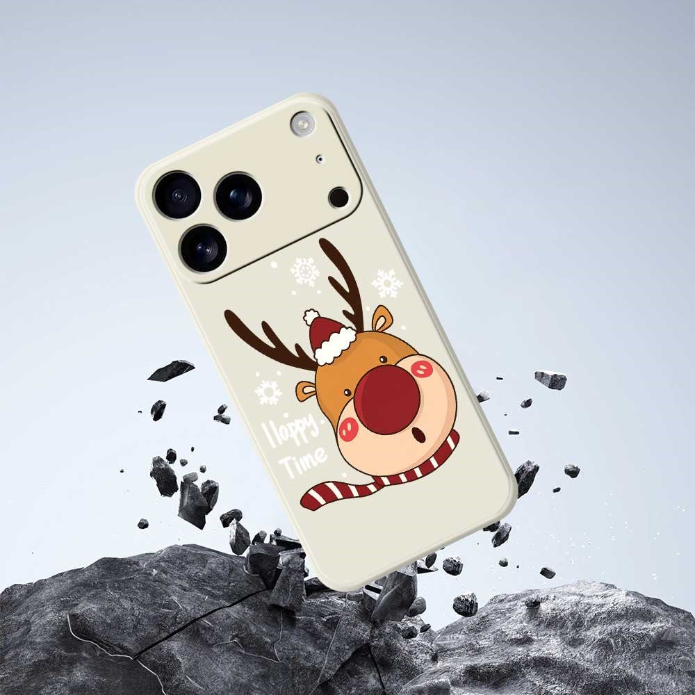 For iPhone 17 Pro Max Case Snowflake Deer Head Pattern Printing Straight Edge TPU Phone Back Cover - Purple