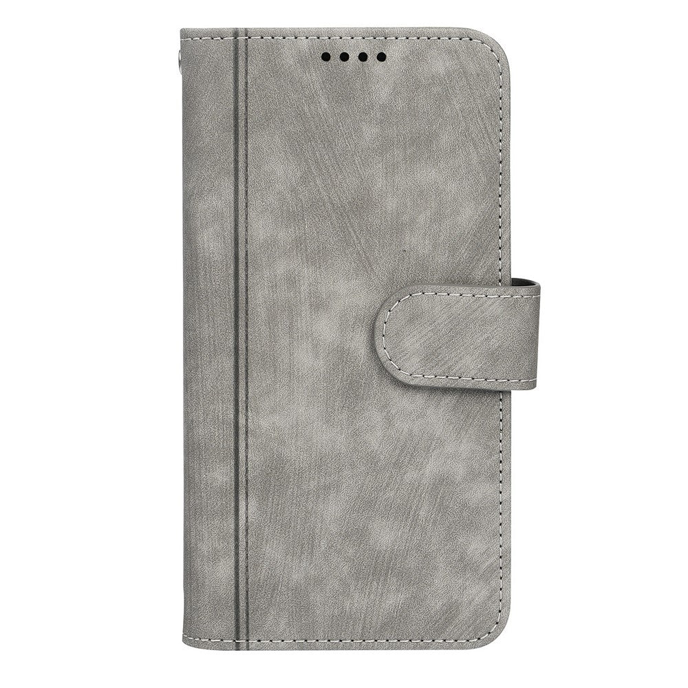 For Oppo Reno14 Pro 5G (Global) Leather Case Line Pattern Wallet Phone Cover with 9 Card Slots - Grey
