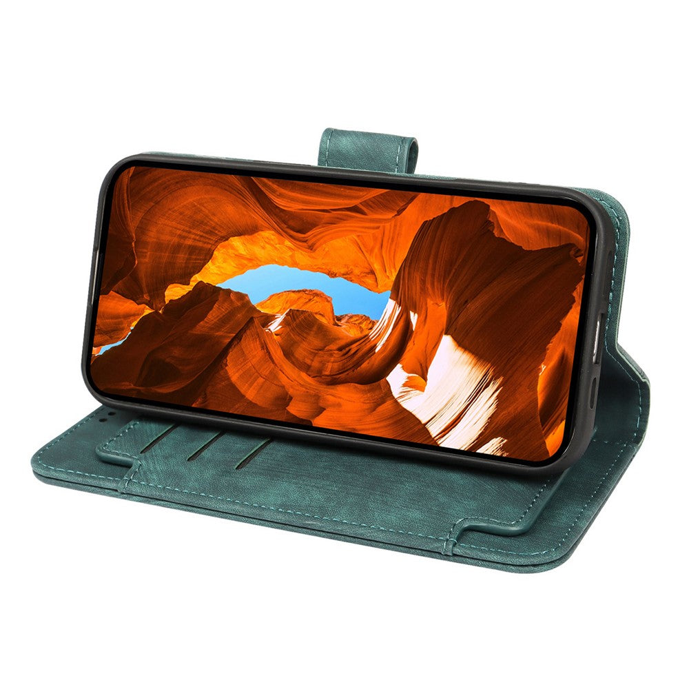 For Oppo Reno14 Pro 5G (Global) Leather Case Line Pattern Wallet Phone Cover with 9 Card Slots - Green