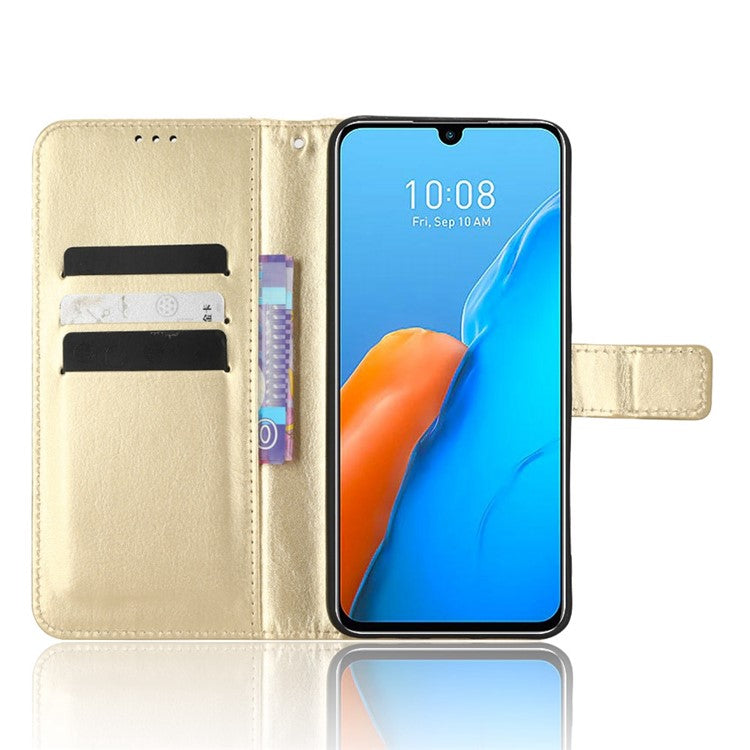 For Infinix Note 12 Pro 4G X676B Crazy Horse Texture PU Leather Wallet Phone Case Folio Flip Hands-Free Stand Cover - Gold