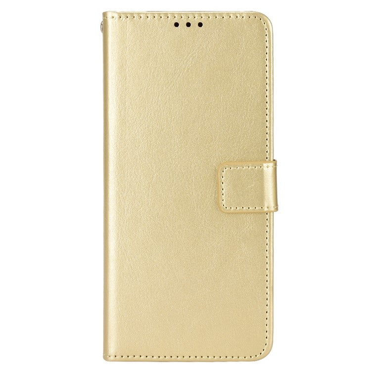 For Infinix Note 12 Pro 4G X676B Crazy Horse Texture PU Leather Wallet Phone Case Folio Flip Hands-Free Stand Cover - Gold