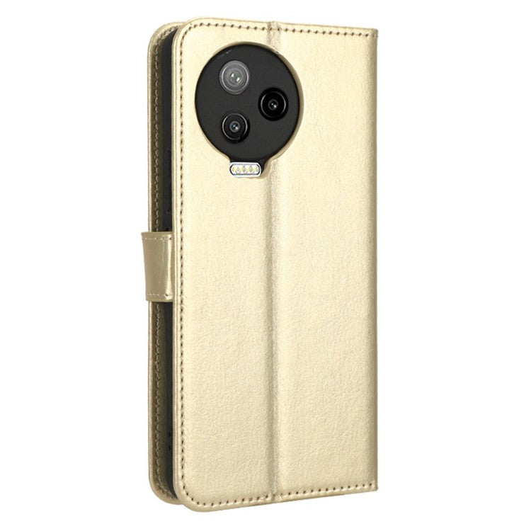 For Infinix Note 12 Pro 4G X676B Crazy Horse Texture PU Leather Wallet Phone Case Folio Flip Hands-Free Stand Cover - Gold