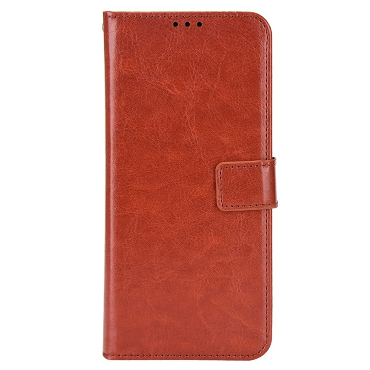 For Infinix Note 12 Pro 4G X676B Crazy Horse Texture PU Leather Wallet Phone Case Folio Flip Hands-Free Stand Cover - Brown