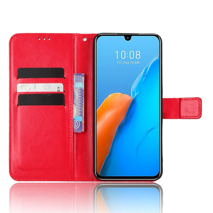 For Infinix Note 12 Pro 4G X676B Crazy Horse Texture PU Leather Wallet Phone Case Folio Flip Hands-Free Stand Cover - Red