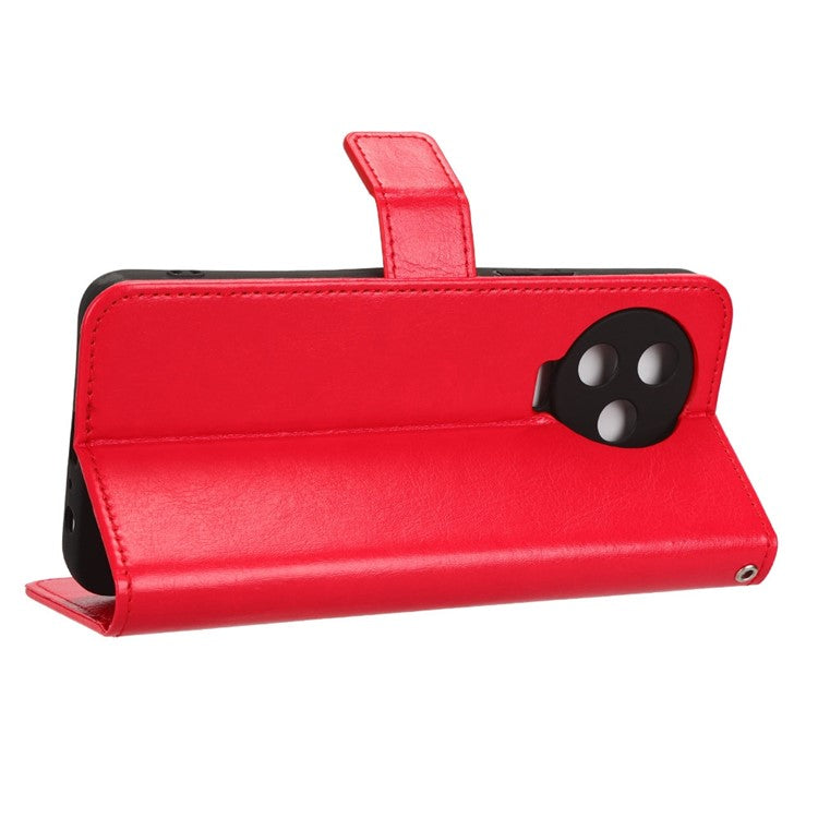 For Infinix Note 12 Pro 4G X676B Crazy Horse Texture PU Leather Wallet Phone Case Folio Flip Hands-Free Stand Cover - Red