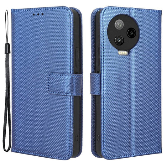 For Infinix Note 12 Pro 4G X676B Fully Wrapped Diamond Texture PU Leather Stand Magnetic Clasp Case Wallet Phone Cover - Blue